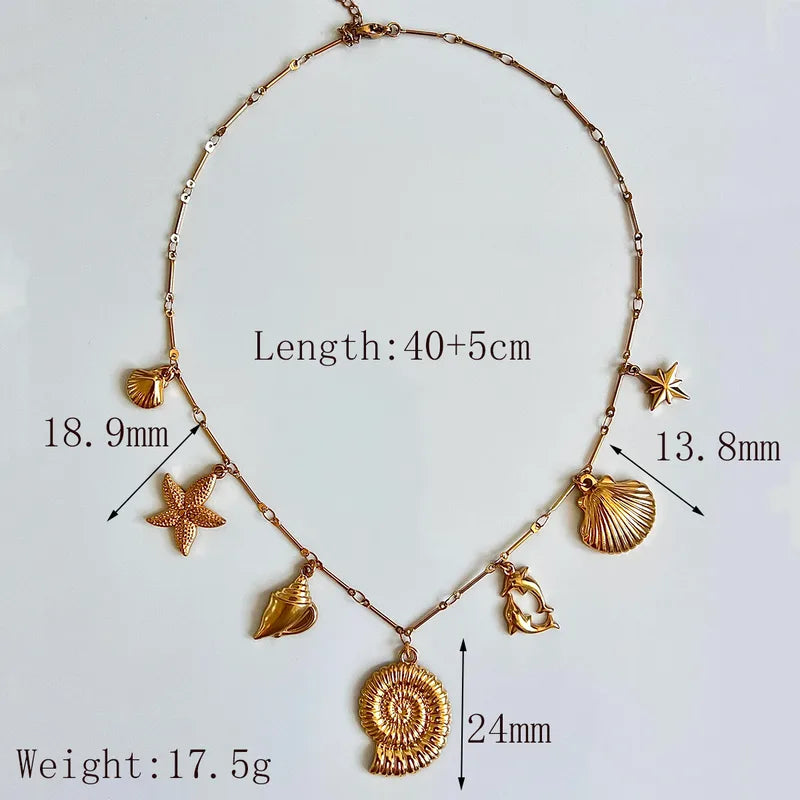 Κολιέ επιχρυσωμένο ατσάλι με καλοκαιρινά charms - NE666