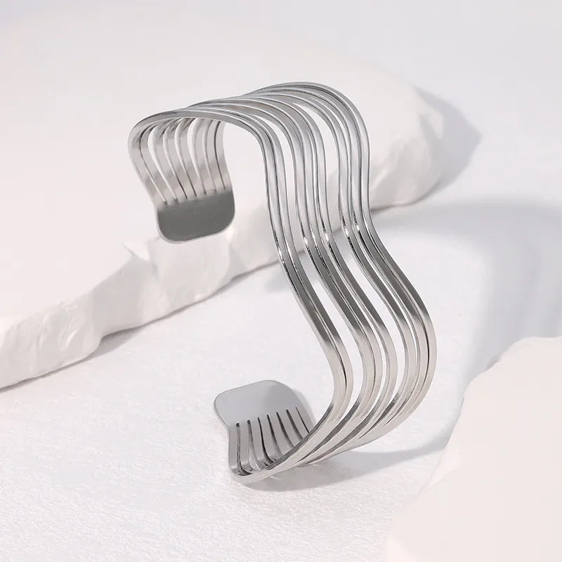 Βραχιόλι ατσάλι κυματιστή μορφή-BR119