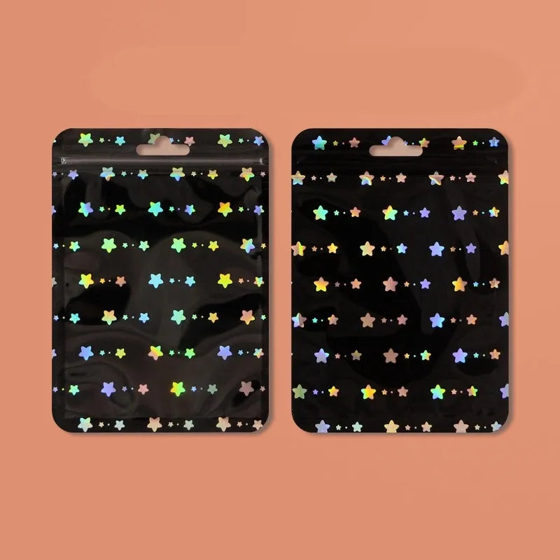 Σακουλάκια μαύρα με αστέρια 10.5 x 15cm 50τμχ- p113