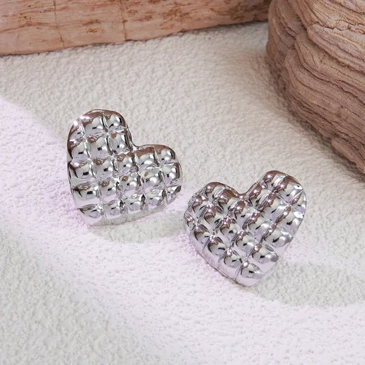 Earrings steel silver hearts - EA504