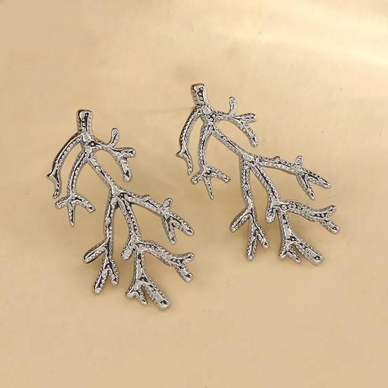 Earrings steel silver branches - EA463