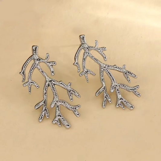 Earrings steel silver branches - EA463