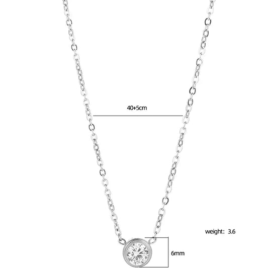 Κολιέ ατσάλι με στρόγγυλο στρας-NE481