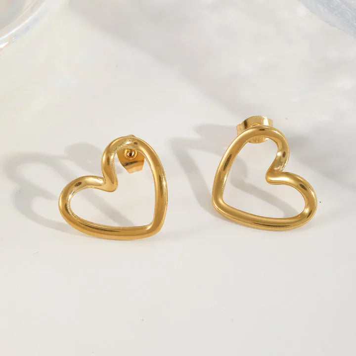 Earrings Gold Plated Steel Hearts-EA516