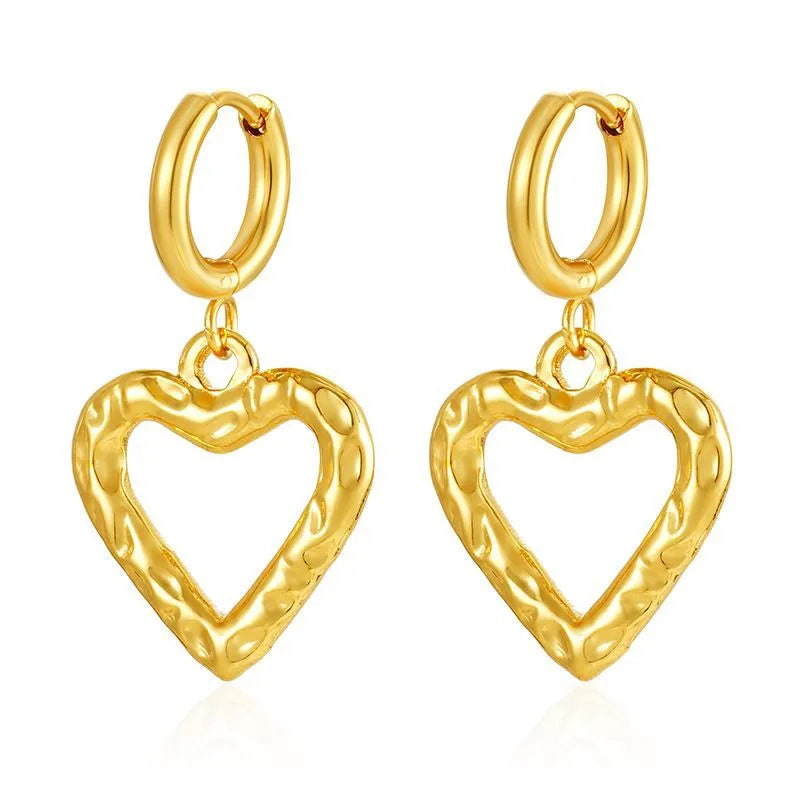 Earrings steel golden hearts - EA216