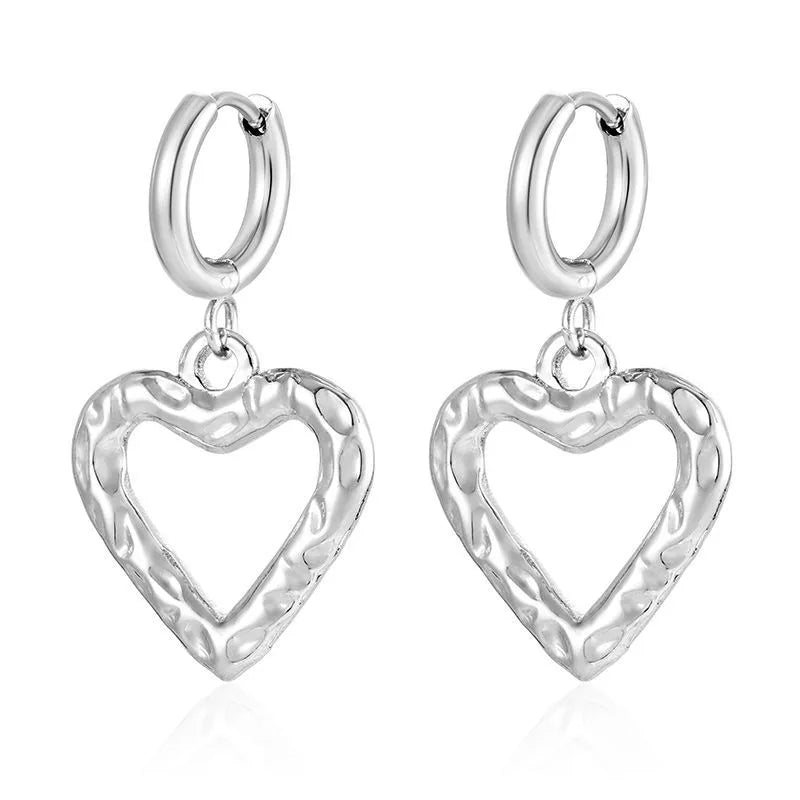 Earrings steel silver hearts - EA543