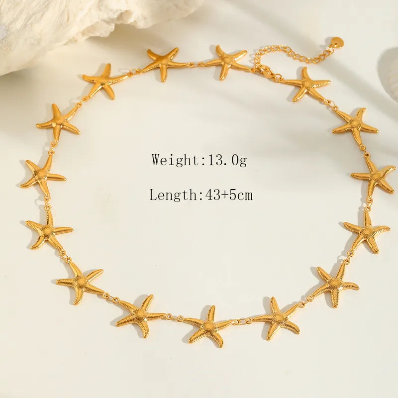 Κολιέ επιχρυσωμένο ατσάλι με αστερίες- NE667