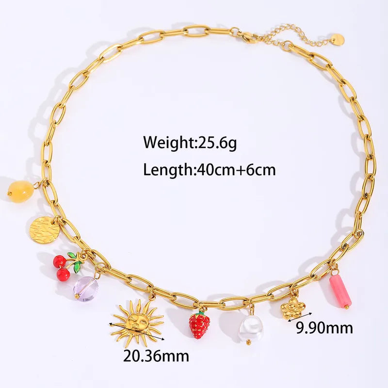 Κολιέ επιχρυσωμένο ατσάλι με καλοκαιρινά charms - NE663