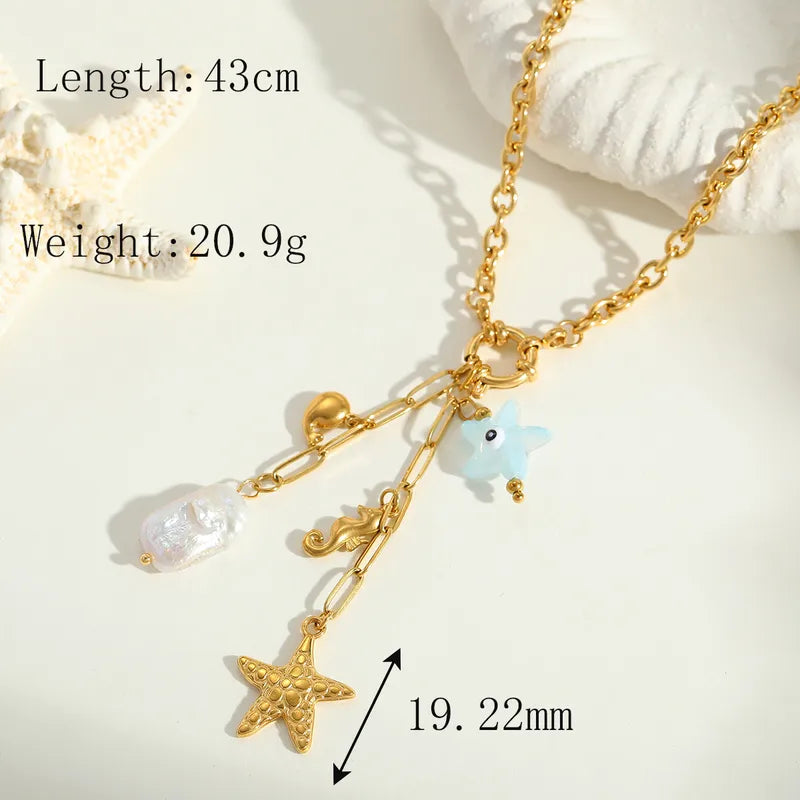 Κολιέ επιχρυσωμένο ατσάλι με καλοκαιρινά charms - NE664