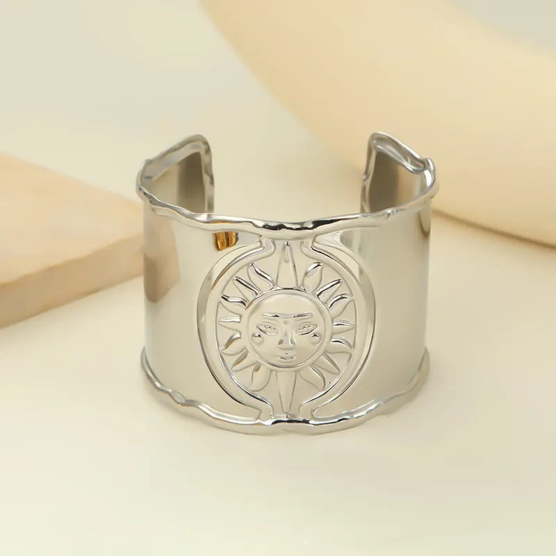 Βραχιόλι ατσάλινο φαρδύ με ήλιο -BR413