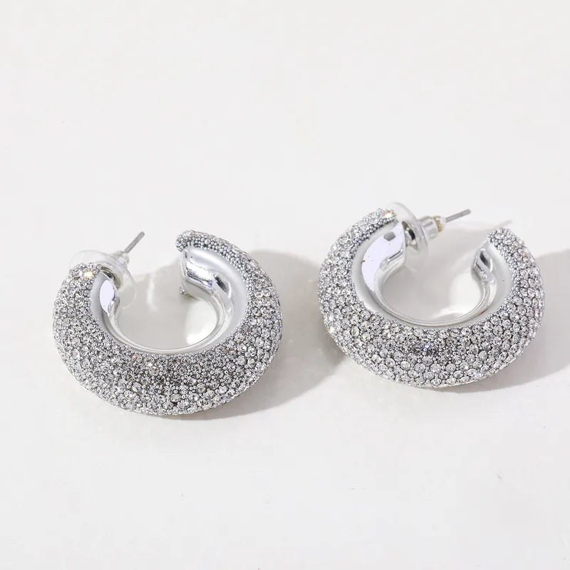 Earrings steel rings with small zircon-ea060