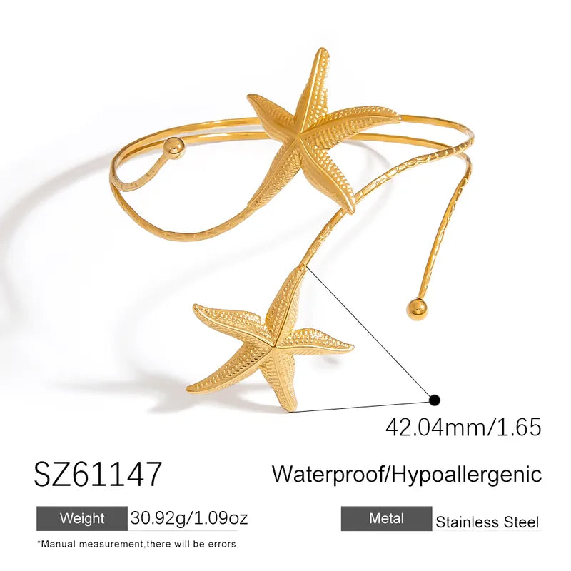 Βραχιόλι ατσάλινο μπράτσου με αστερίες - BR354