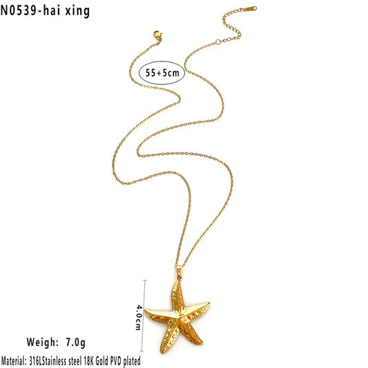 Κολιέ επιχρυσωμένο ατσάλι με αστερία - NE094