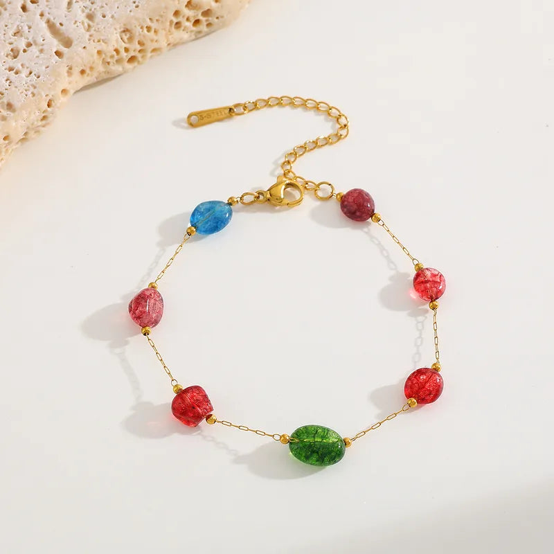 Βραχιόλι ατσάλινο με πολύχρωμες πέτρες - BR390