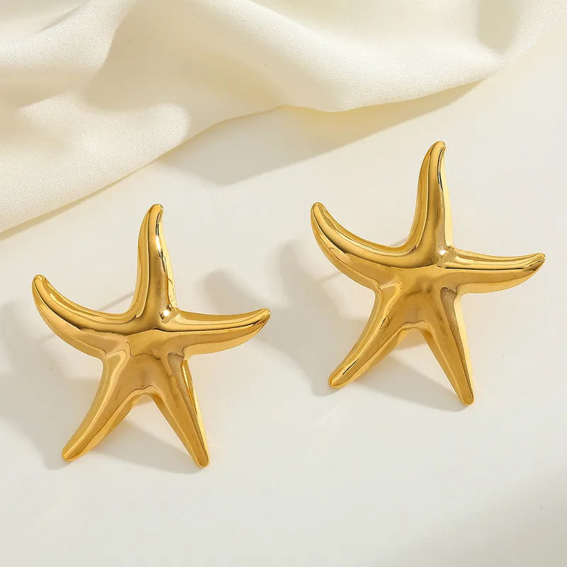 Σκουλαρίκια επιχρυσωμένο ατσάλι αστερίες - EA776