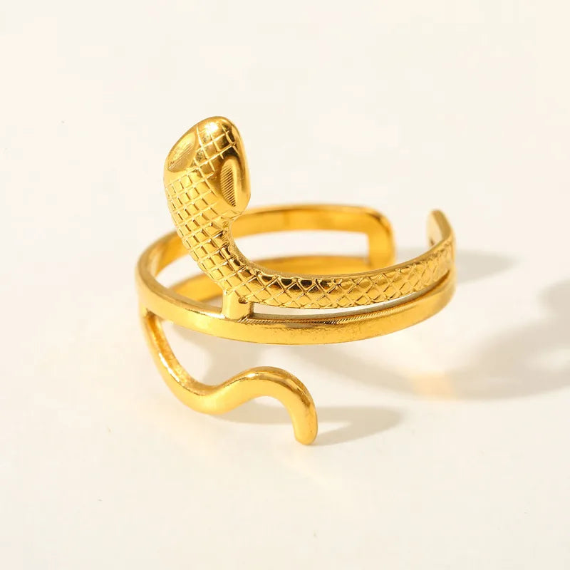 Inel din oțel și aur cu model șarpe - w571