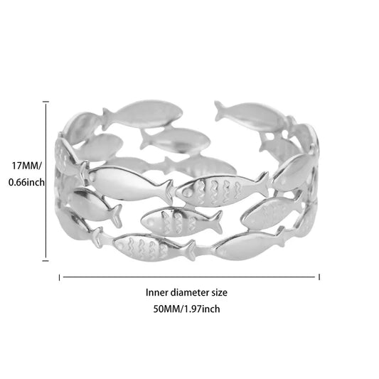 Βραχιόλι ατσάλινο με ψάρια ασημί - BR384