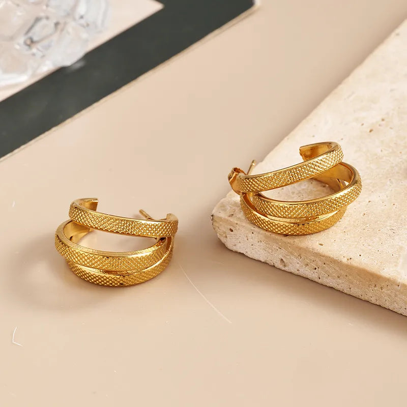 Gold steel earrings - w517