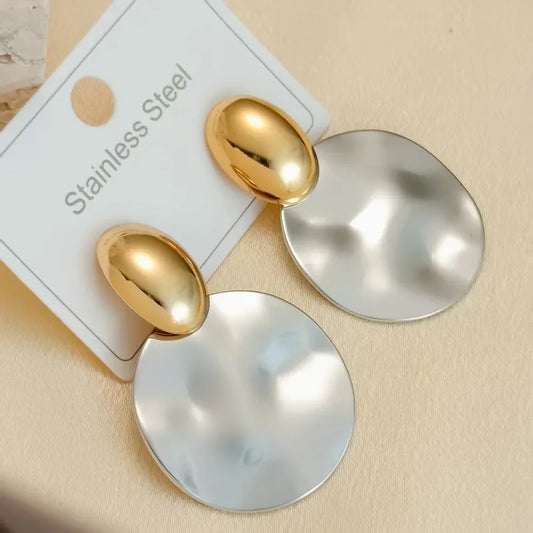 Σκουλαρίκια ατσάλι μεγάλα γυαλιστερά-EA817