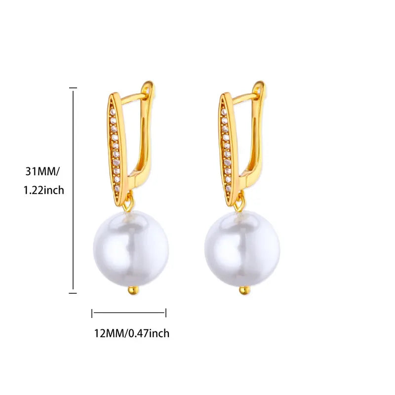 Earrings gilded steel with pearls and rhinestones-ea604