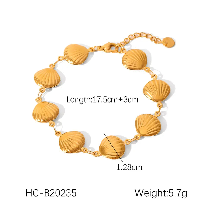 Βραχιόλι επιχρυσωμένο ατσάλι με κοχύλια - BR449