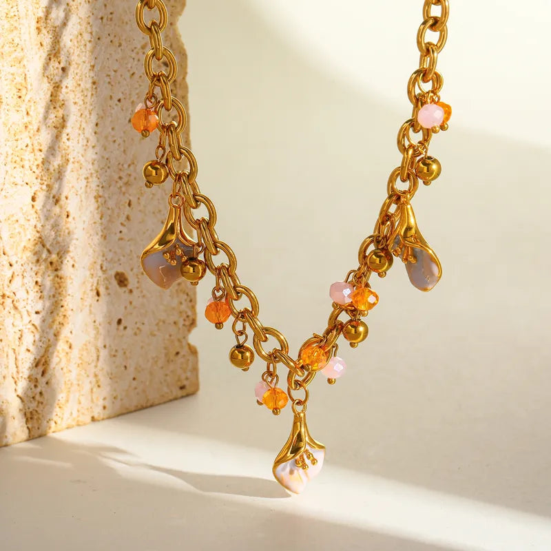 Κολιέ ατσάλινο με κρεμαστά- NE616