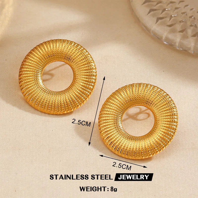 *Σκουλαρίκια χρυσό ατσάλι στρόγγυλο με υφή-EA144