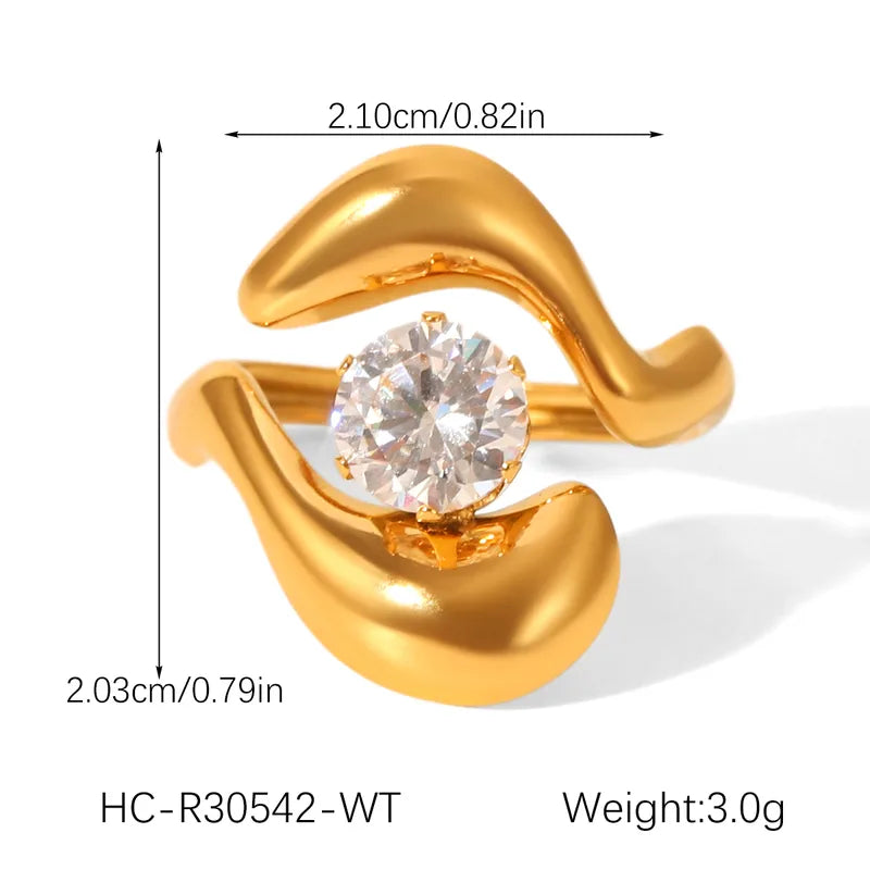 Δαχτυλίδι ατσάλι με μεγάλο zircon-R265