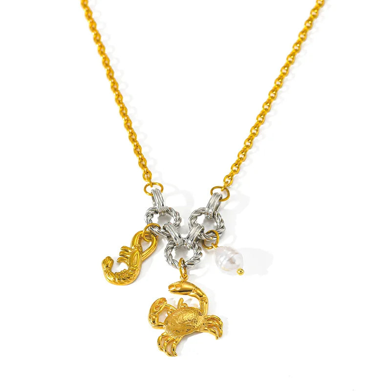 Κολιέ επιχρυσωμένο ατσάλι με καβούρι - NE644