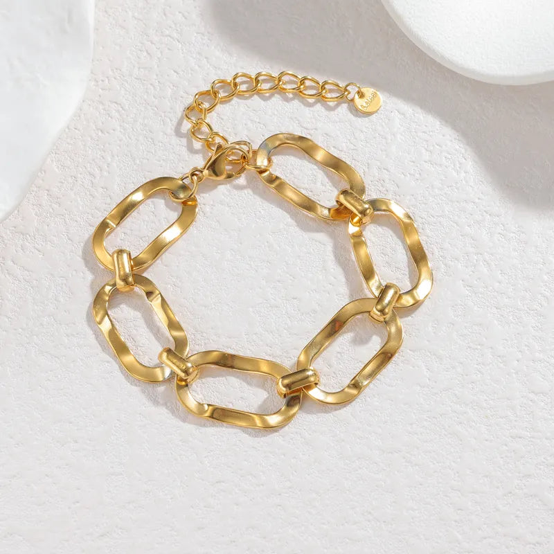 Βραχιόλι επιχρυσωμένο ατσάλι οβαλ κρίκοι-BR161