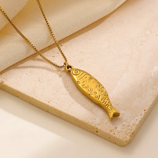 Κολιέ ατσάλινο με ψάρι - ne604