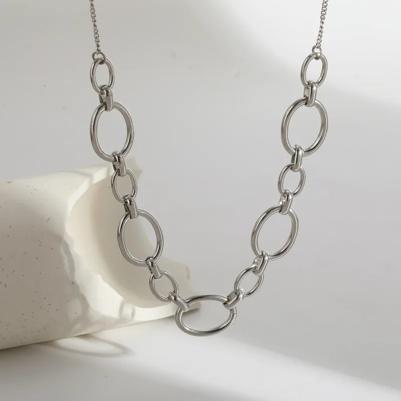 Κολιέ ατσάλι με κρίκους-NE458