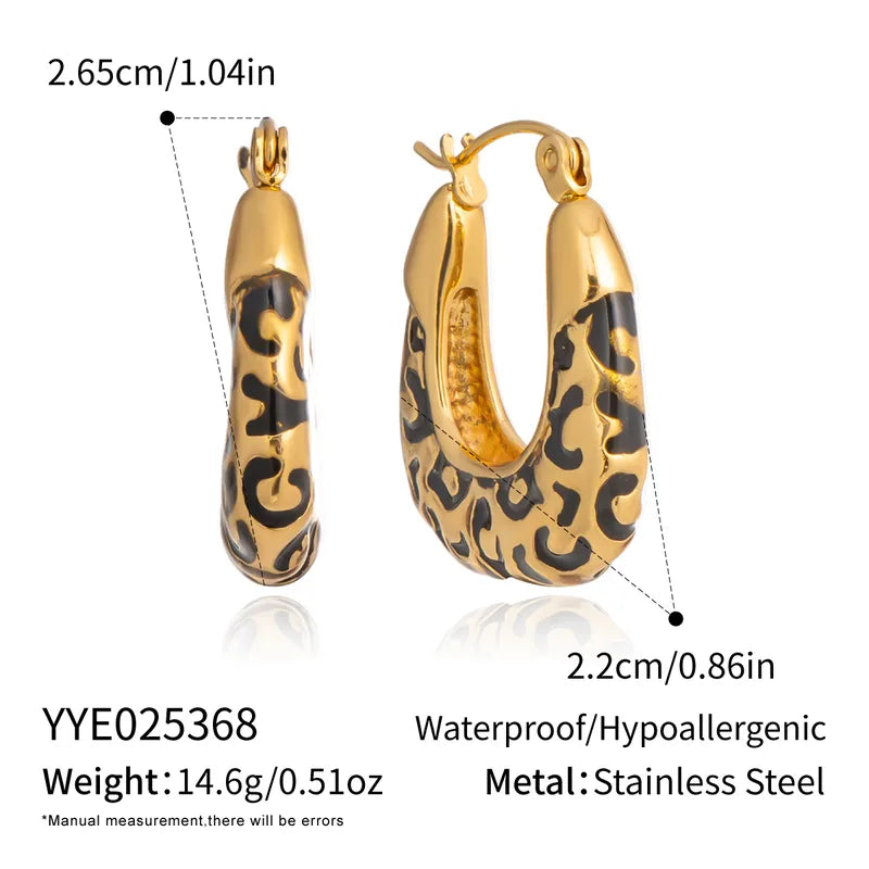 Σκουλαρίκια επιχρυσωμένο ατσάλι λεοπάρ-EA455