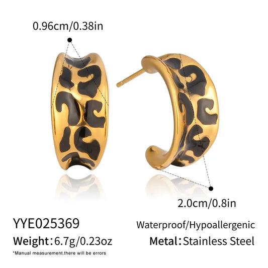 Cercei leopard din oțel auriu-EA332