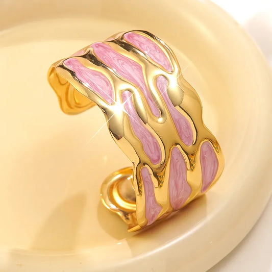 Βραχιόλι χρυσό με ροζ βαθουλώματα - BR336