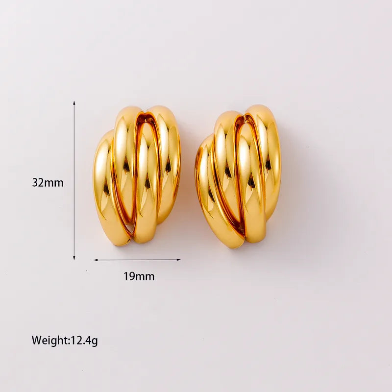 Σκουλαρίκια επιχρυσωμένο ατσάλι με καμπύλες - EA698