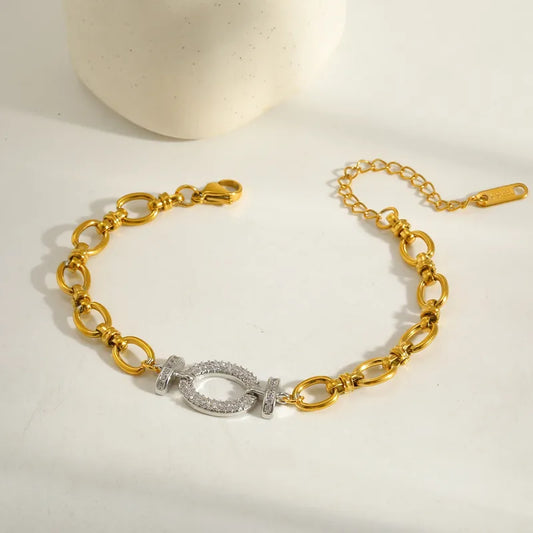 Βραχιόλι επιχρυσωμένο ατσάλι με zircon- BR435