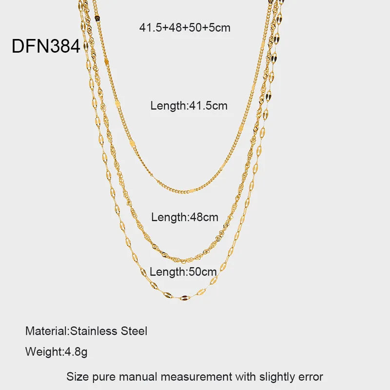 Κολιέ επιχρυσωμένο ατσάλι τριπλό-NE174