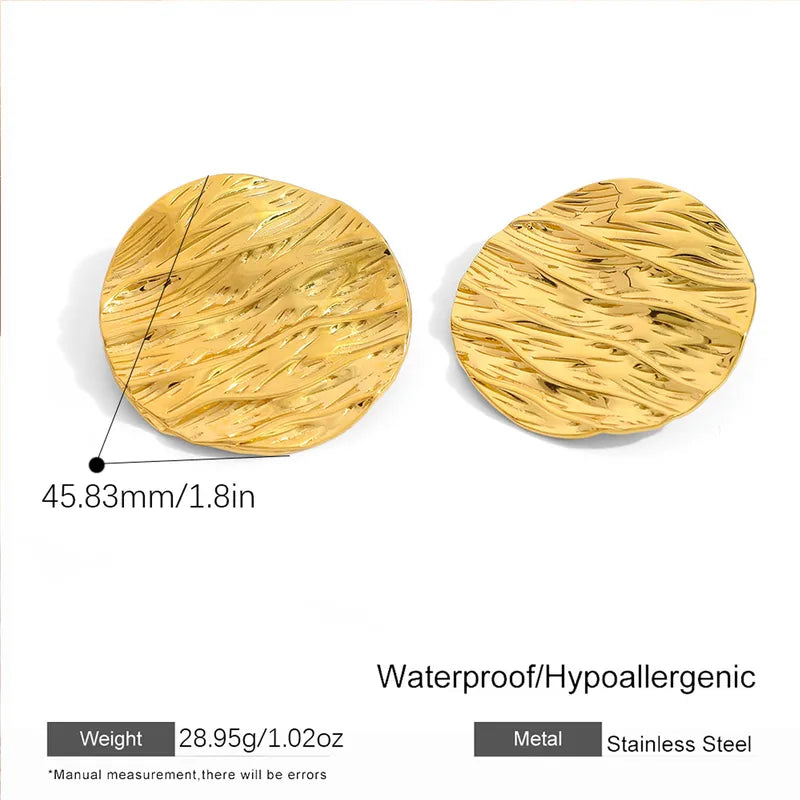 Σκουλαρίκια επιχρυσωμένο ατσάλι στρόγγυλα με υφή-EA051