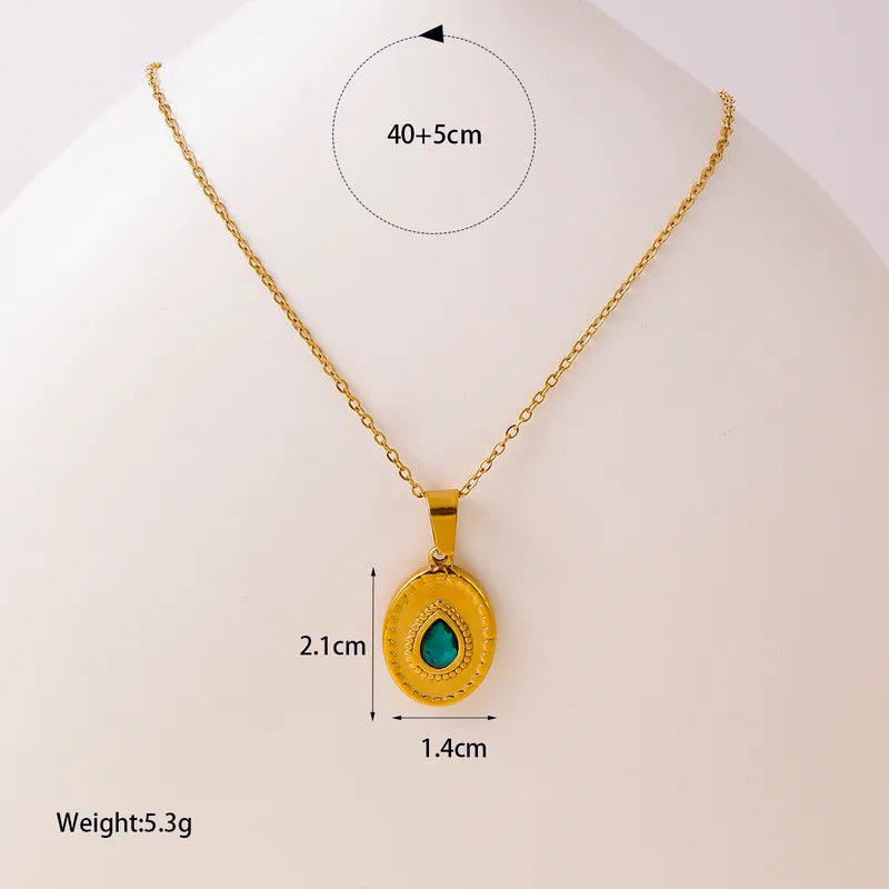 Κολιέ επιχρυσωμένο ατσάλι με τιρκουαζ πέτρα-NE172