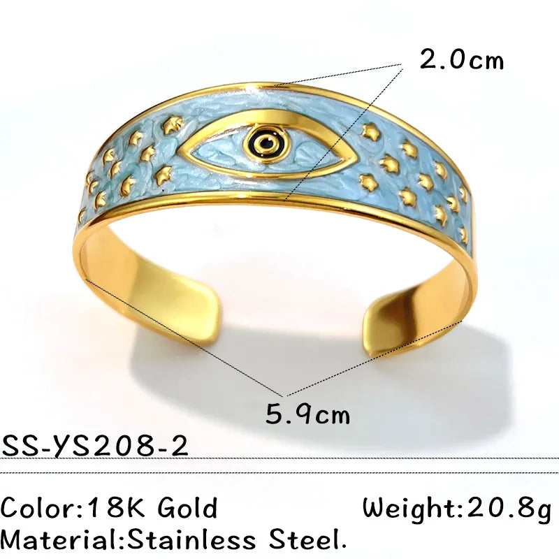 Βραχιόλι επιχρυσωμένο ατσάλι γαλάζιο με μάτι - BR466