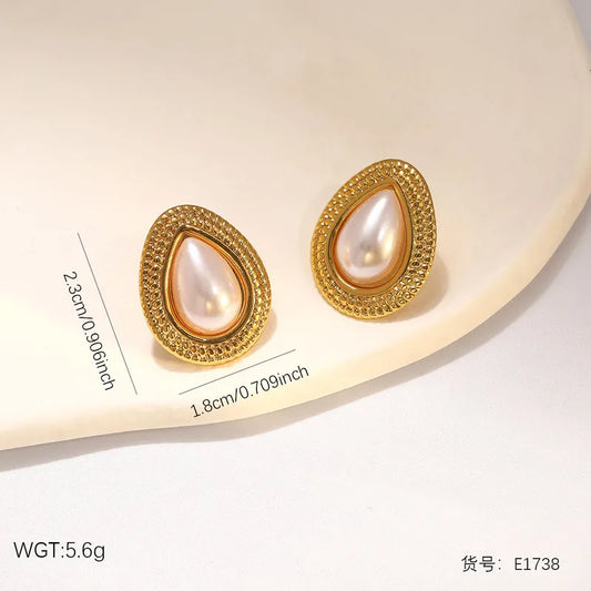 Σκουλαρίκια ατσάλινα με λευκή πέρλα - ea835