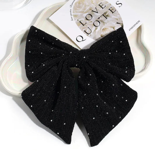 Κλιπ φιόγκος μαύρος με glitter - HA045