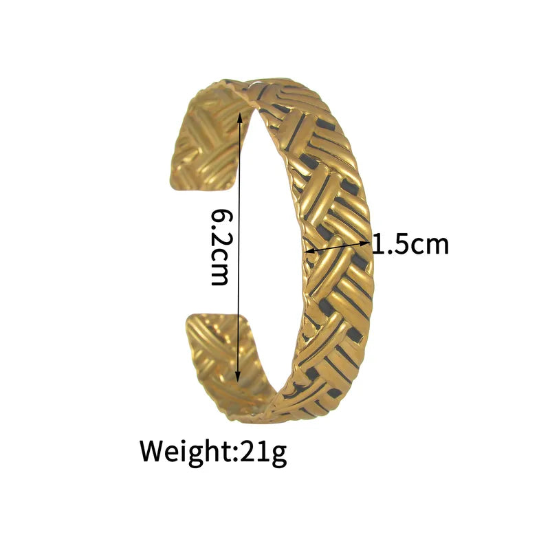 Βραχιόλι επιχρυσωμένο ατσάλι με πλέξη-BR198