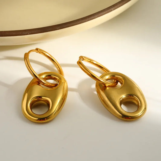 Σκουλαρίκια επιχρυσωμένο ατσάλι με τρύπες-EA094