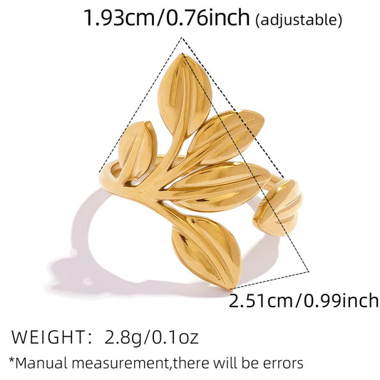 Δαχτυλίδι επιχρυσωμένο ατσάλι με φύλλα-R197