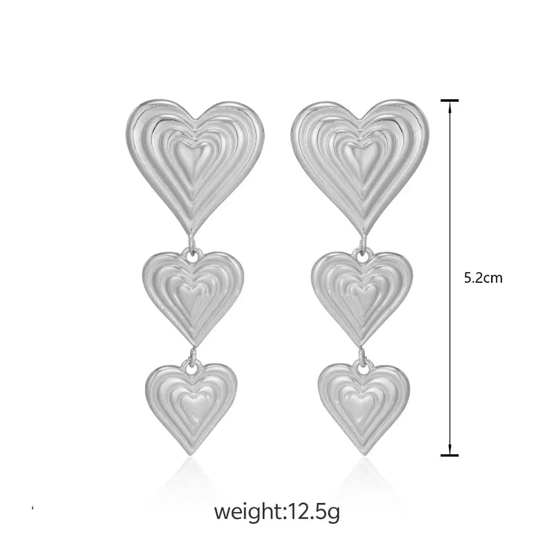 Σκουλαρίκια ατσάλι μακριές καρδιές-EA685
