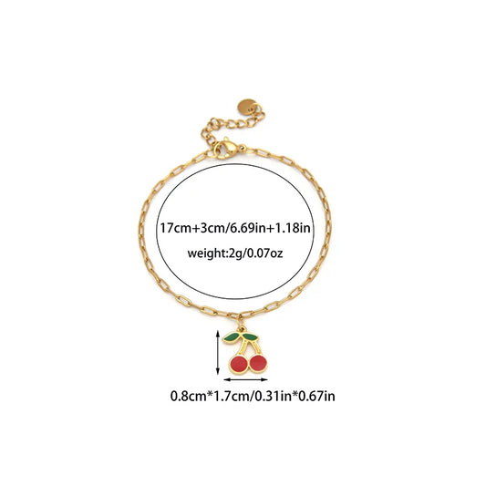 Βραχιόλι επιχρυσωμένο ατσάλι με κεράσι - BR448