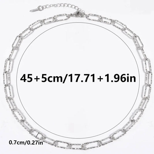 Κολιέ ατσάλι γυαλιστερή αλυσίδα-NE035