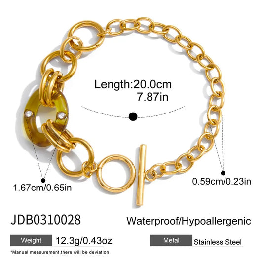 Βραχιόλι επιχρυσωμένο ατσάλι με ρητίνη και στρας-BR111